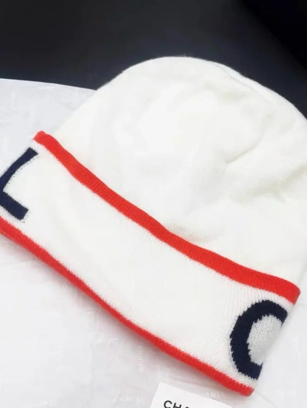🧡 Double C Designer Orange and Black Spell Out Beanie Winter Hat Ski Cap